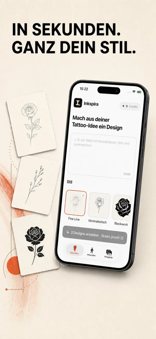 Inkspira-App: Tattoo-Stile auswählen