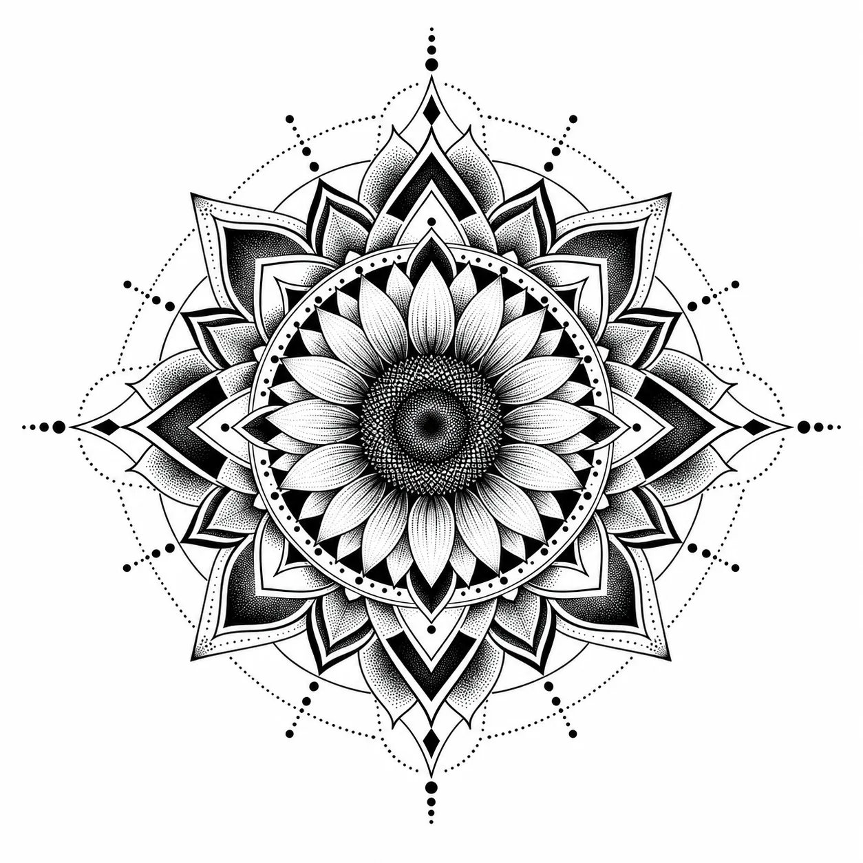Blumen-Mandala-Tattoo: Motive – Beispiel 2