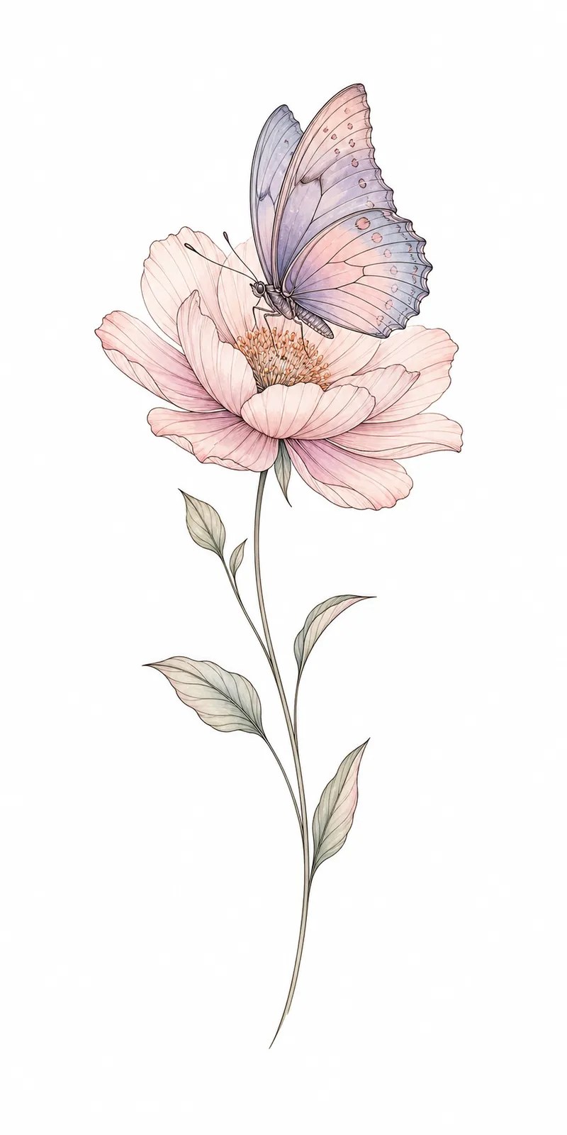 Schmetterling-Blume-Tattoo – Beispiel 1